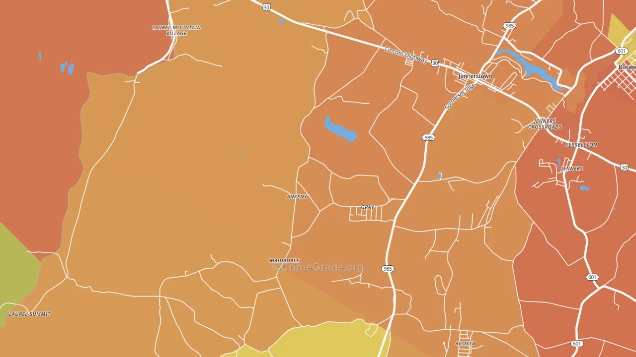 Gray, PA Map of Robbery Rates