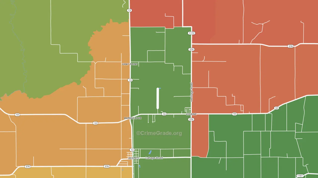 Gray Point, LA Map of Robbery Rates