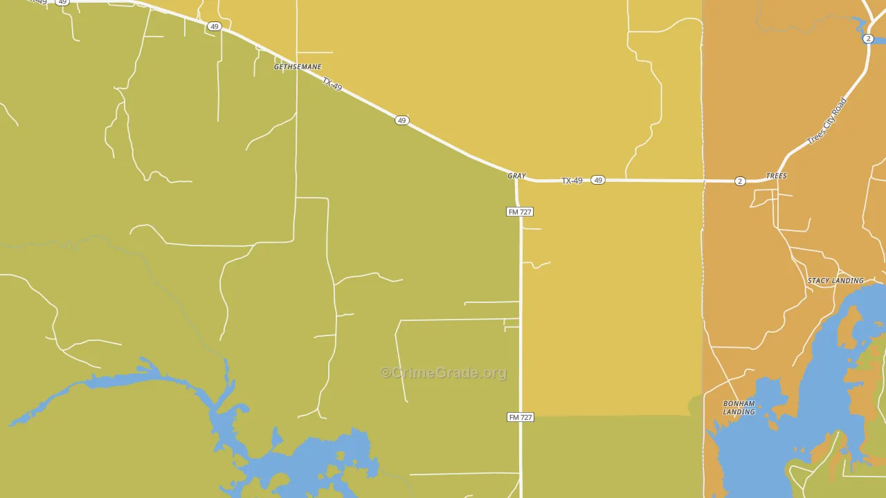 Gray, TX Map of Robbery Rates