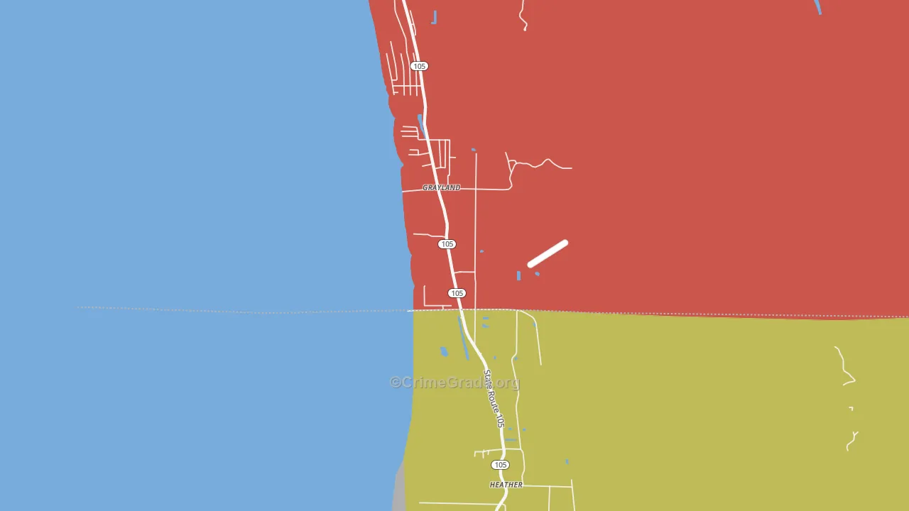 Grayland, WA Map of Robbery Rates