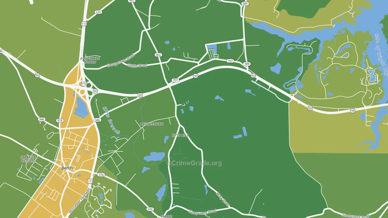 Grays Corner, MD Map of Robbery Rates