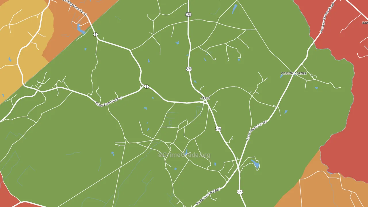 Grays, SC Map of Robbery Rates