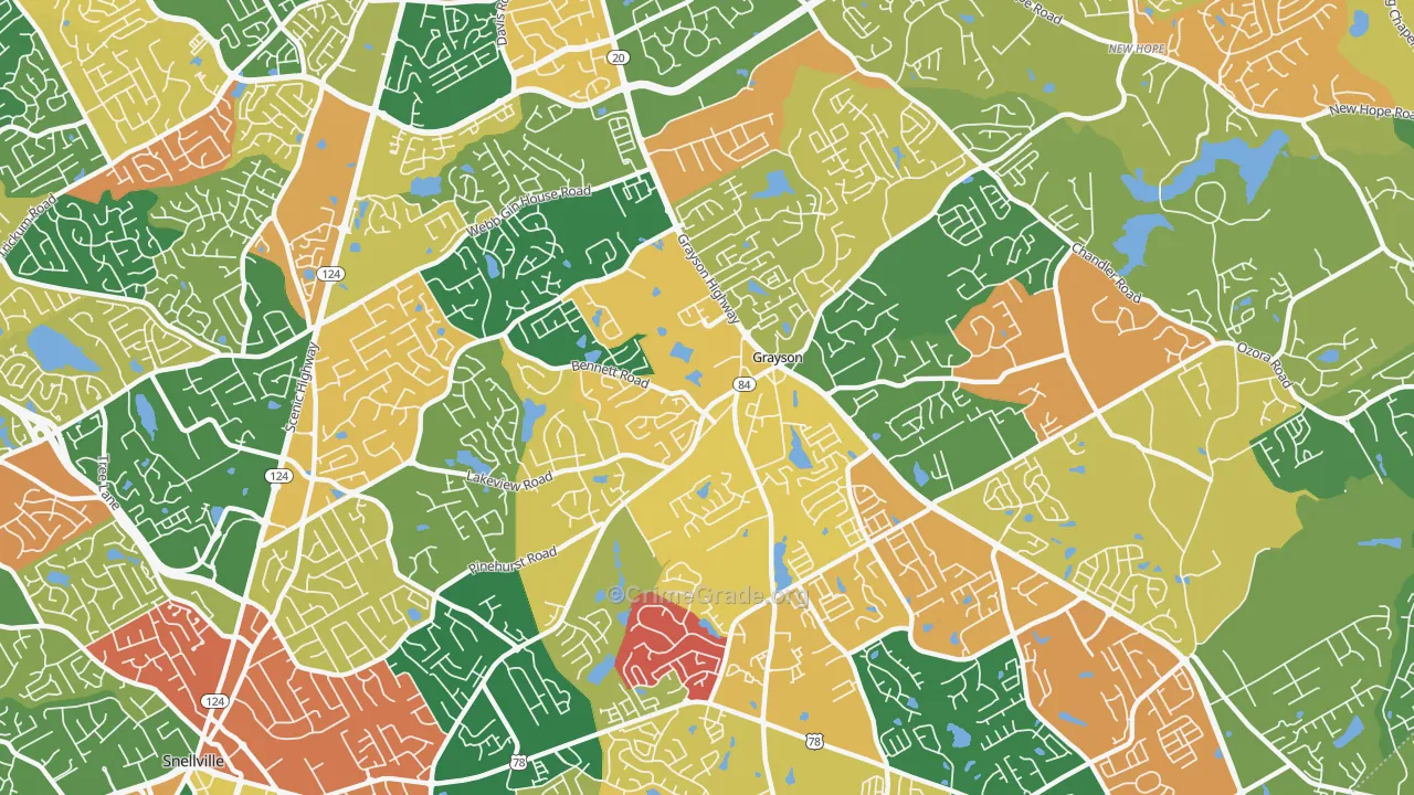 Grayson, GA Map of Robbery Rates