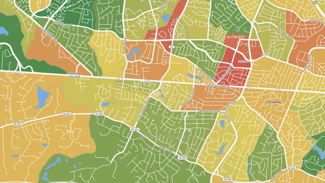 Grayson Hill, Tuckahoe, VA Map of Robbery Rates