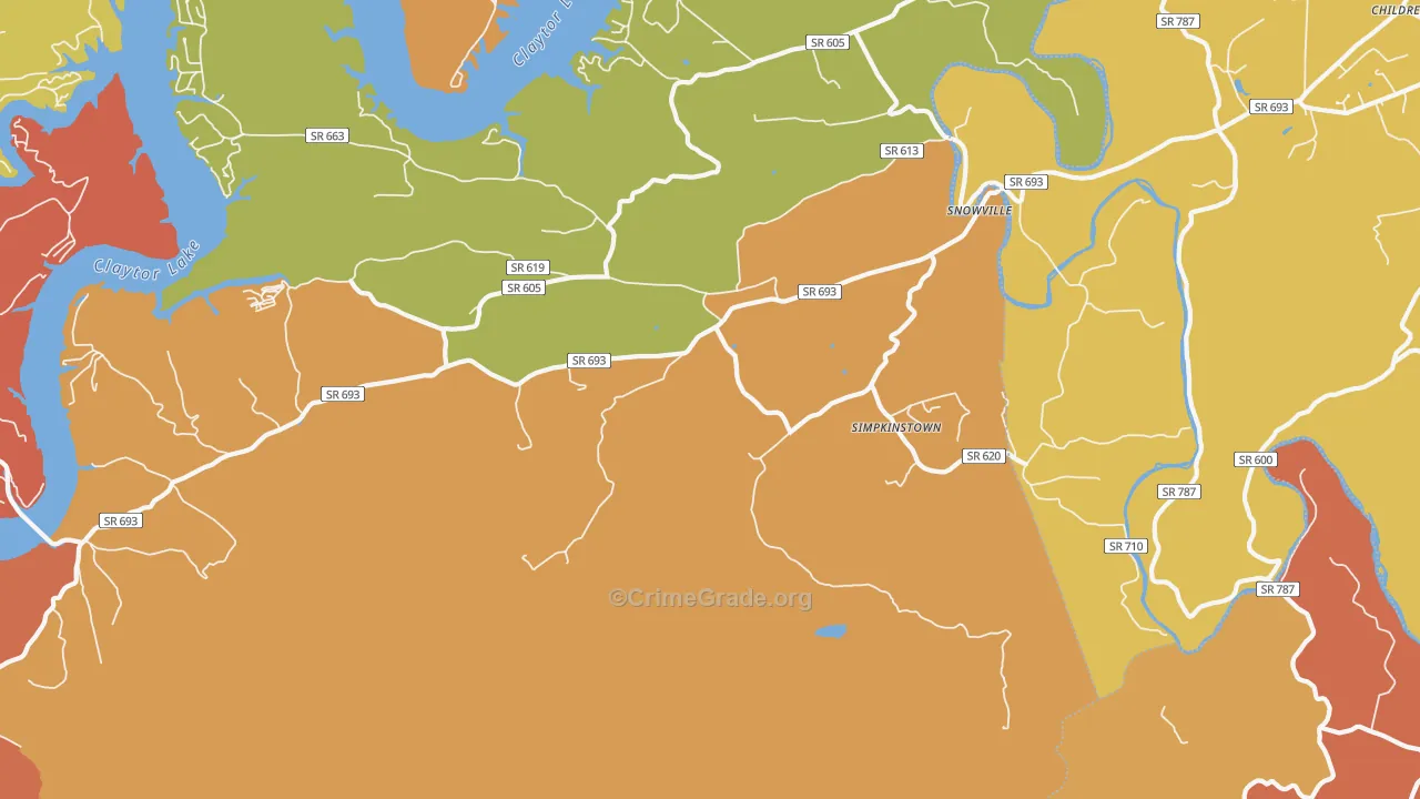 Graysontown, VA Map of Robbery Rates