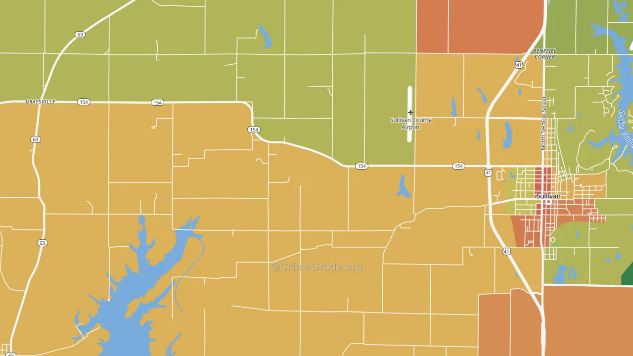 Graysville, IN Map of Robbery Rates