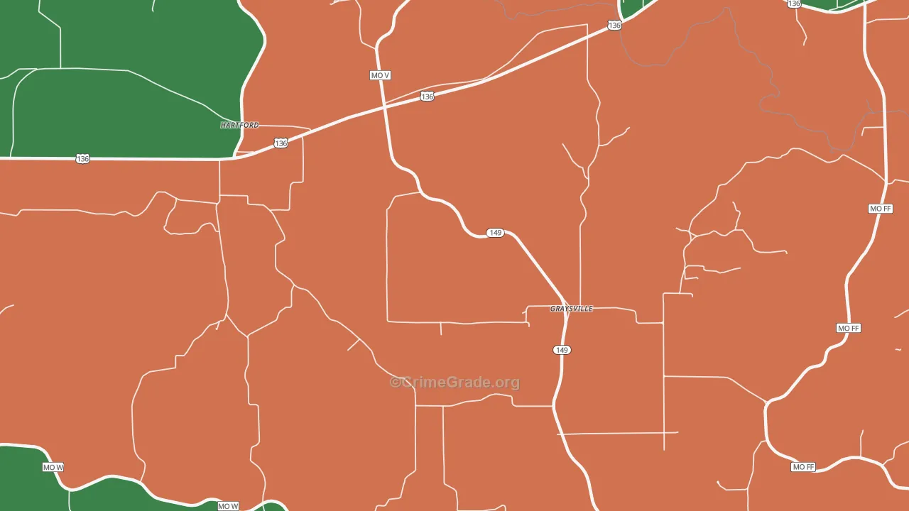 Graysville, MO Map of Robbery Rates