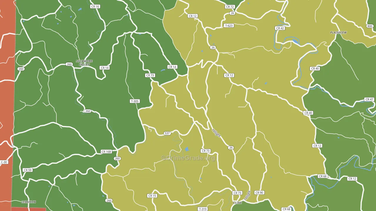 Graysville, OH Map of Robbery Rates