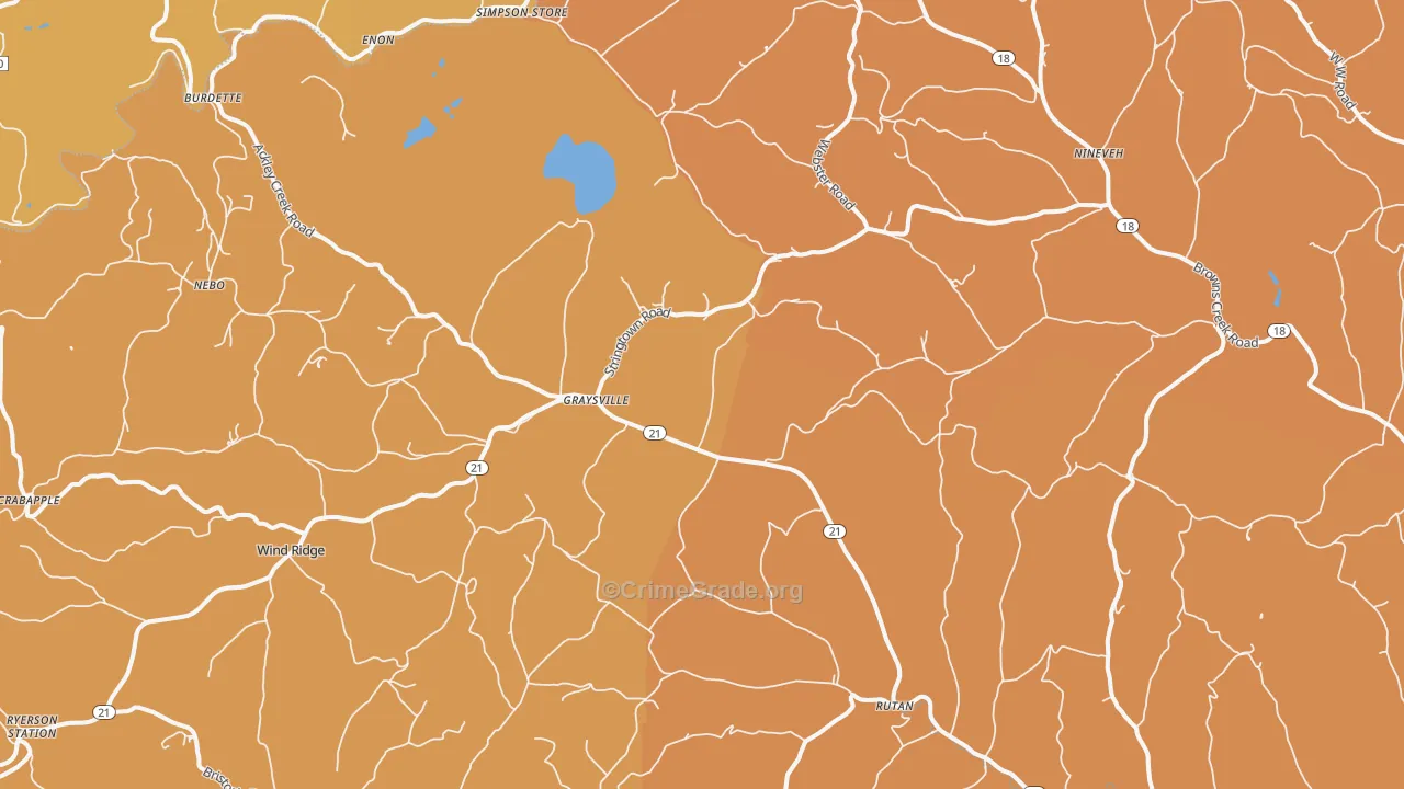 Graysville, PA Map of Robbery Rates