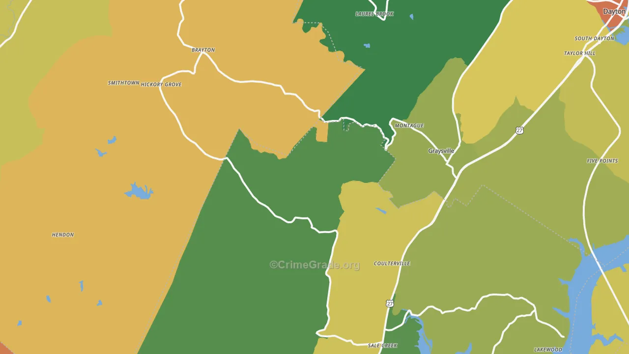 Graysville, TN Map of Robbery Rates