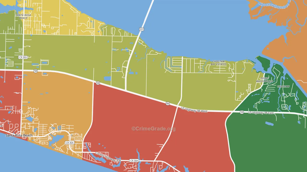 Grayton Beach, FL Map of Robbery Rates