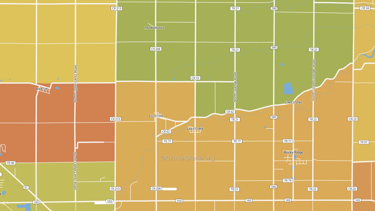 Graytown, OH Map of Robbery Rates