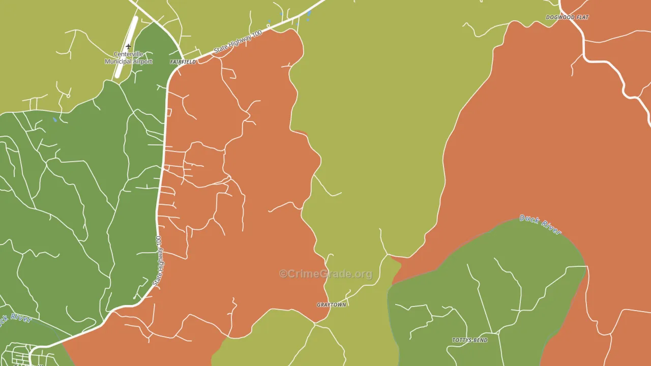 Graytown, TN Map of Robbery Rates