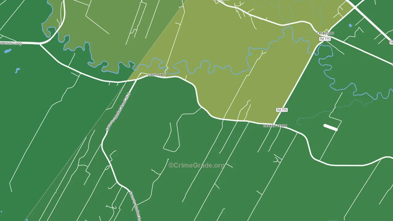 Graytown, TX Map of Robbery Rates