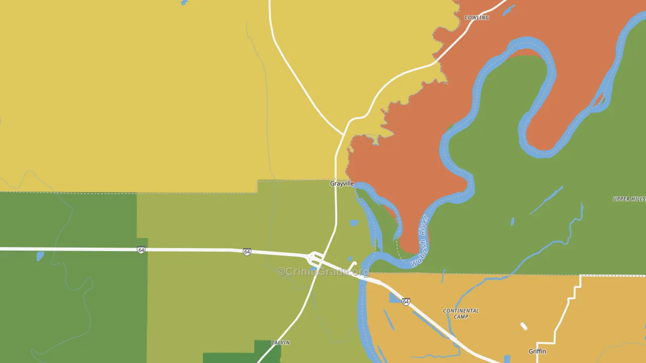 Grayville, IL Map of Robbery Rates