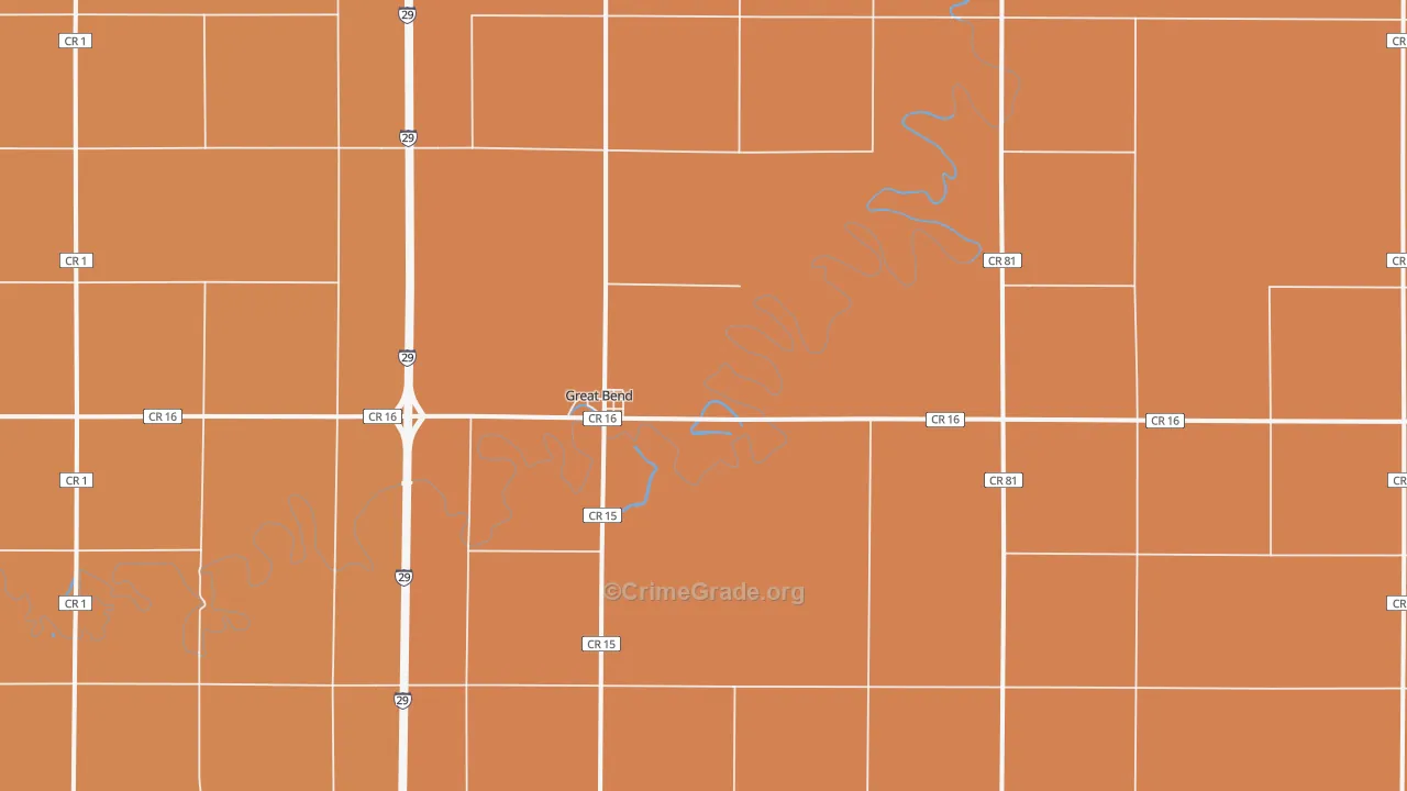 Great Bend, ND Map of Robbery Rates