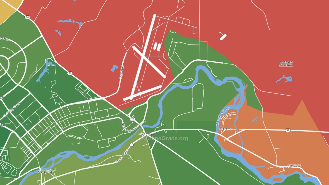 Great Bend, NY Map of Robbery Rates