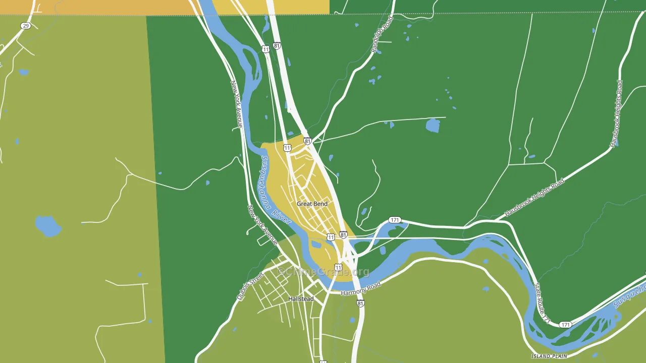 Great Bend, PA Map of Robbery Rates