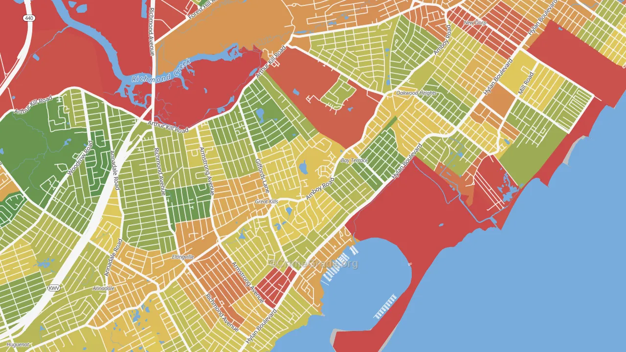 Great Kills, Staten Island, NY Map of Robbery Rates