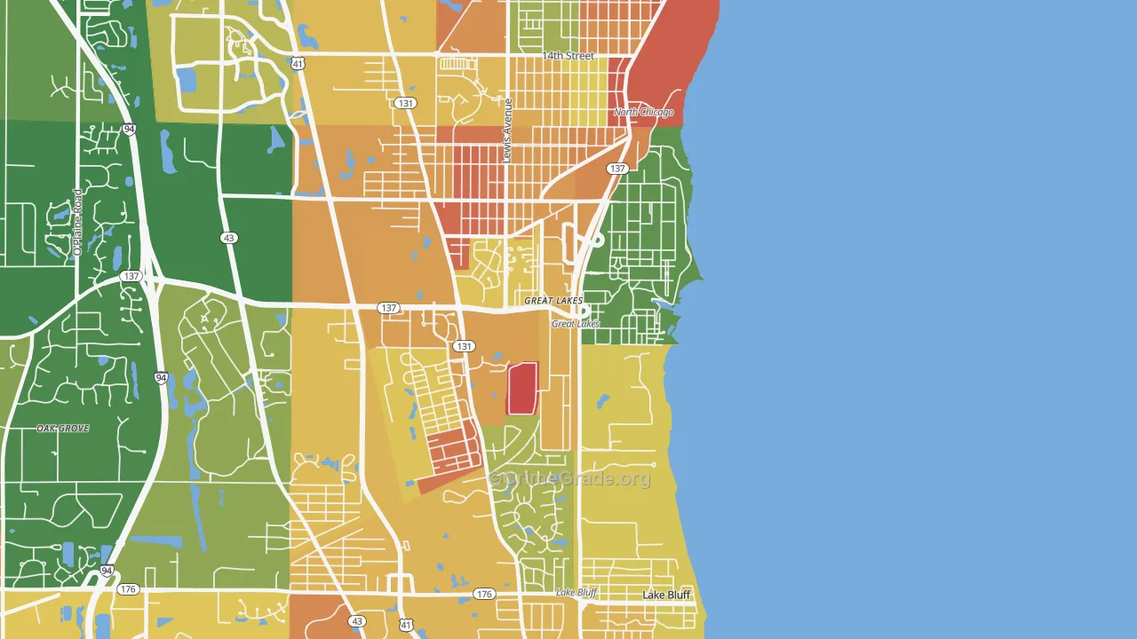 Great Lakes, IL Map of Robbery Rates