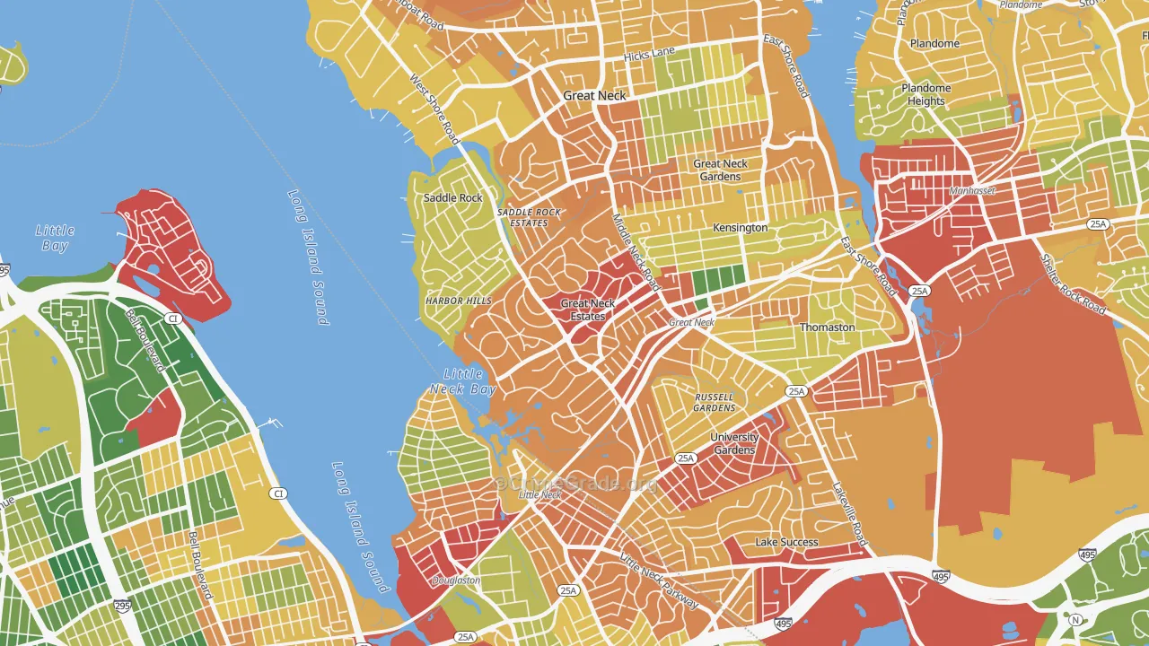 Great Neck Estates, NY Map of Robbery Rates