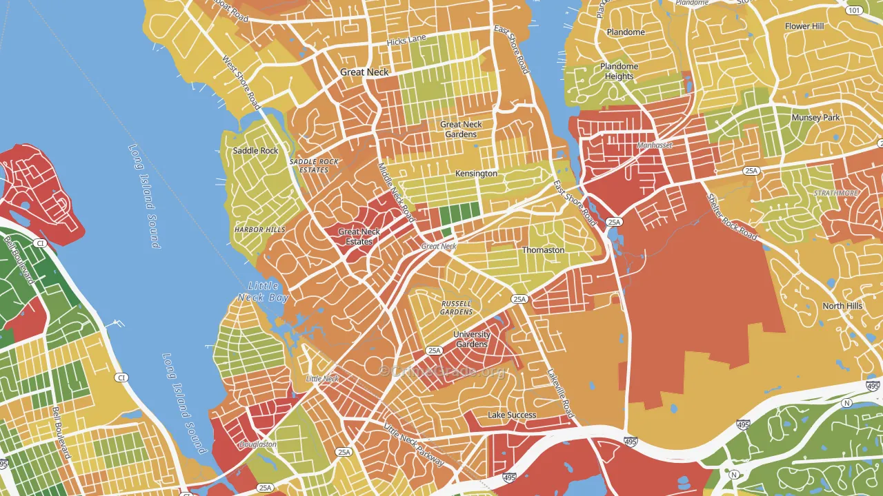 Great Neck Plaza, NY Map of Robbery Rates