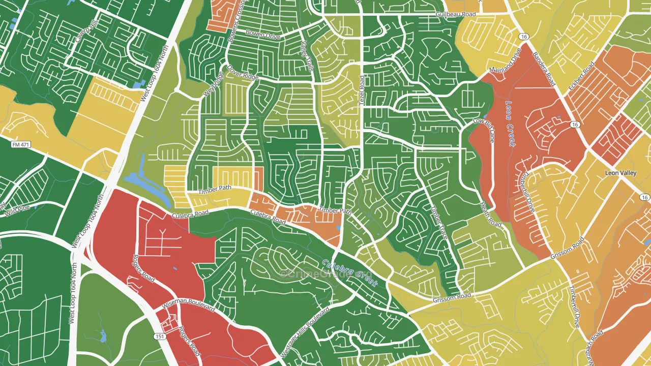 Great Northwest, San Antonio, TX Map of Robbery Rates