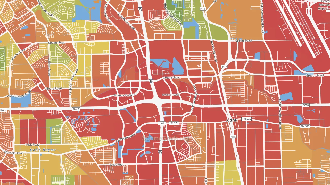 Greater Greenspoint, Houston, TX Map of Robbery Rates