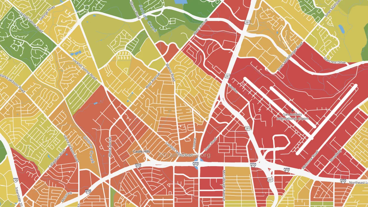 Greater Harmony Hills, San Antonio, TX Map of Robbery Rates