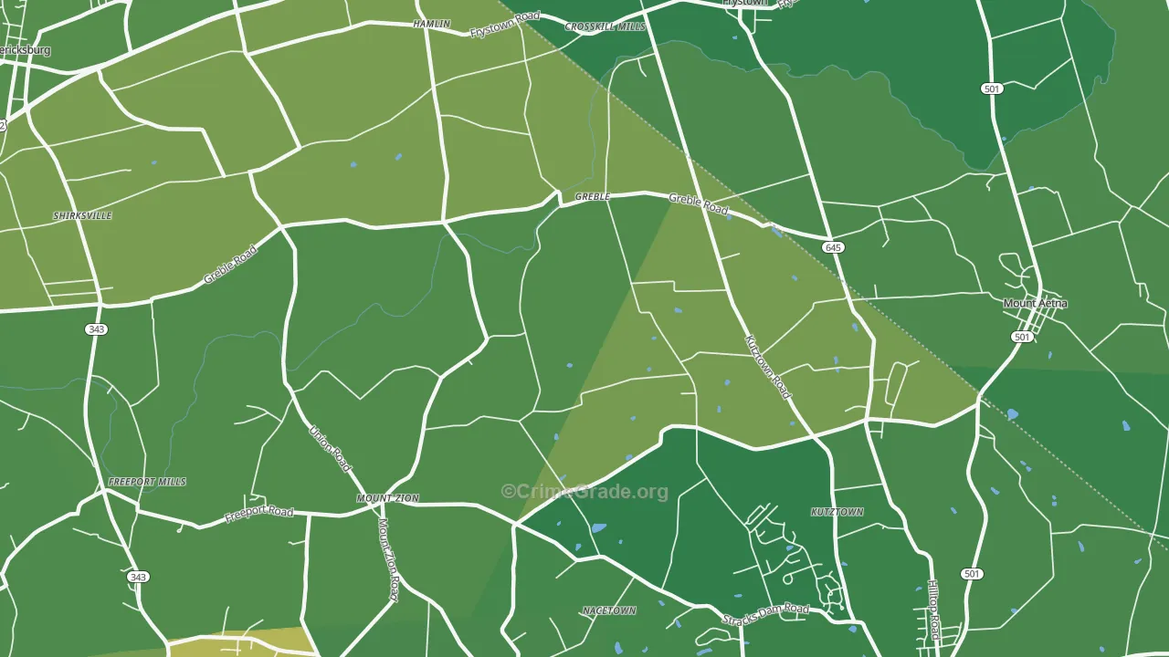 Greble, PA Map of Robbery Rates