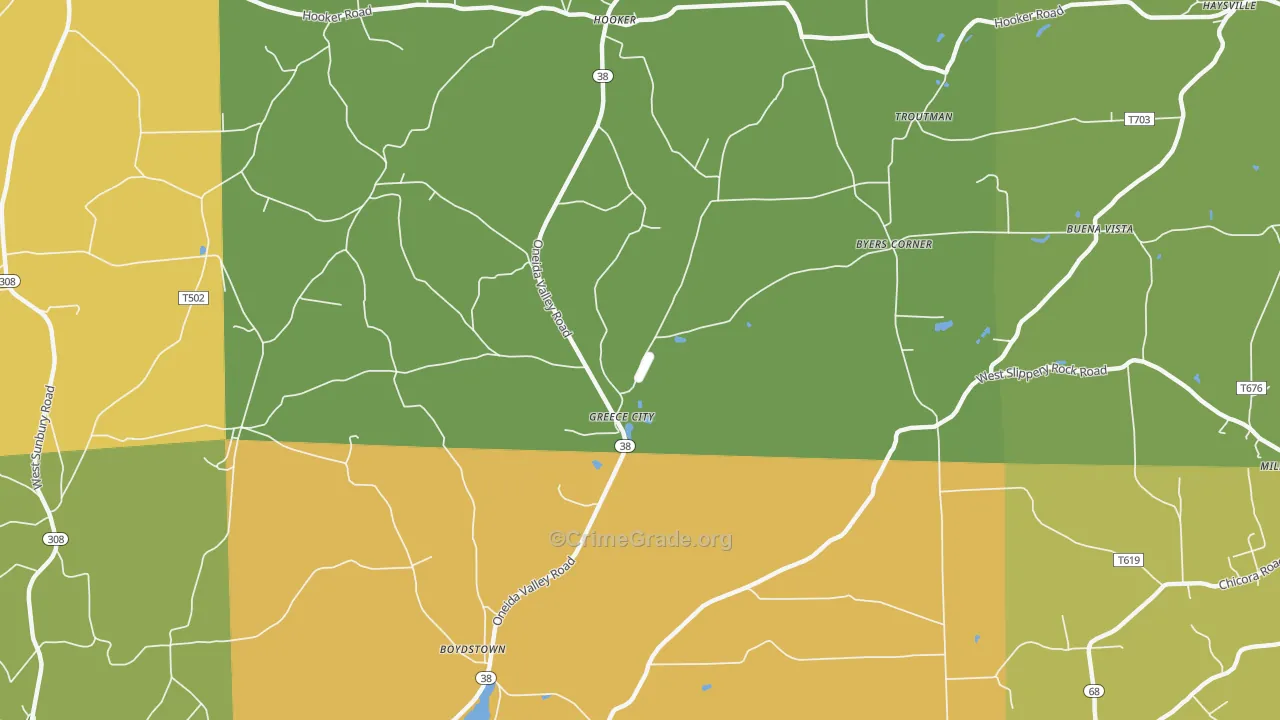 Greece City, PA Map of Robbery Rates