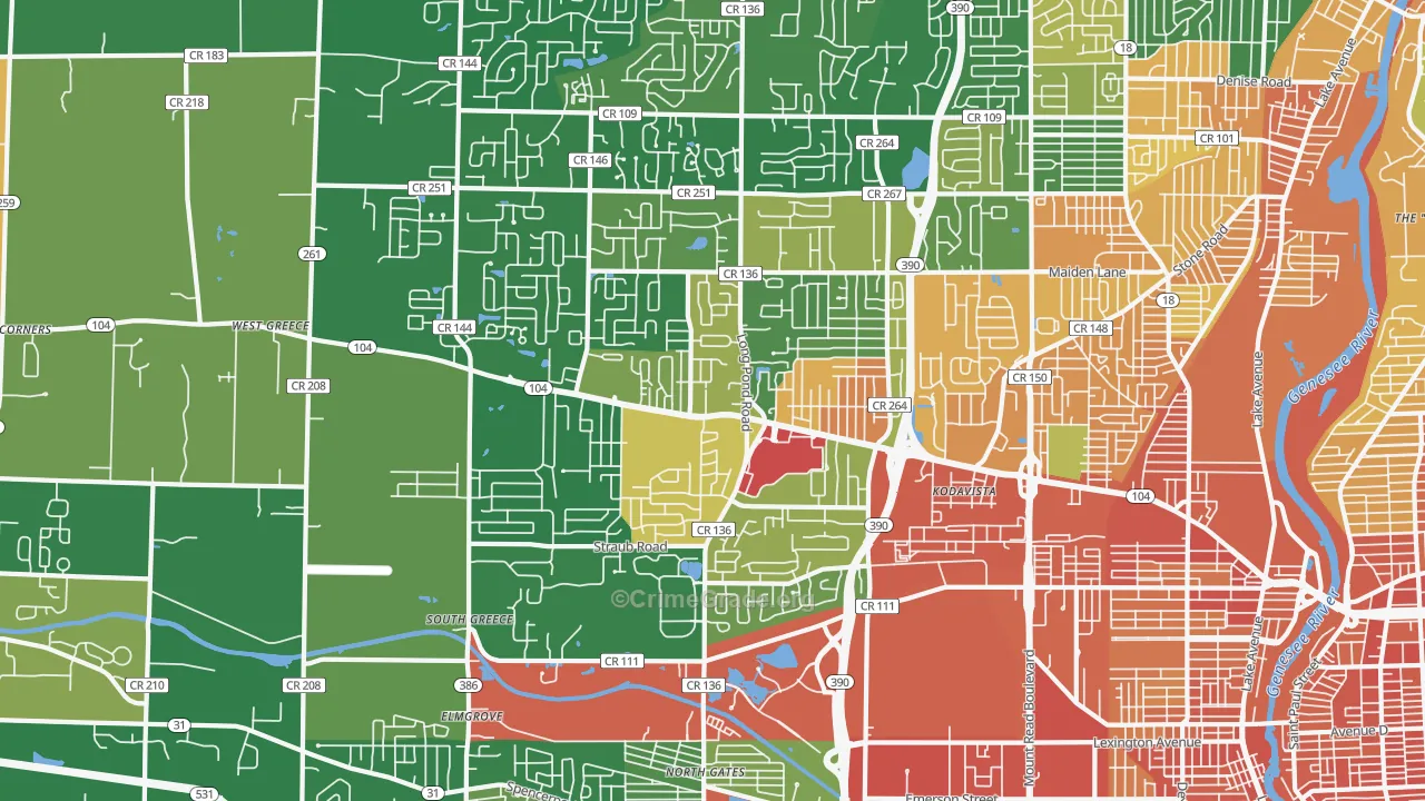 Greece, NY Map of Robbery Rates