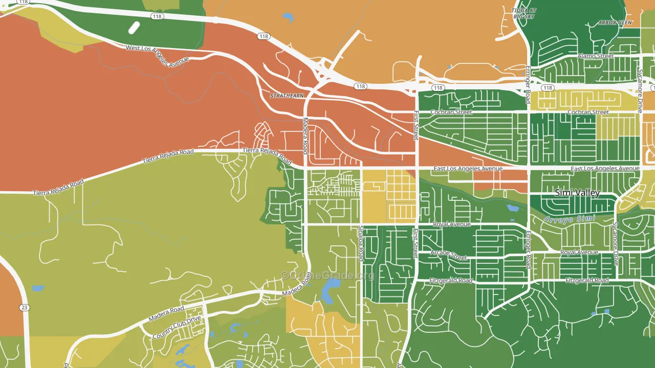 Greek Track, Simi Valley, CA Map of Robbery Rates