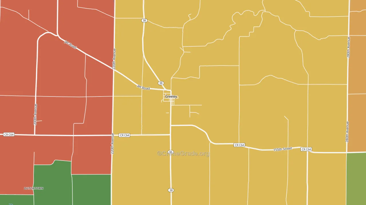 Greeley, IA Map of Robbery Rates