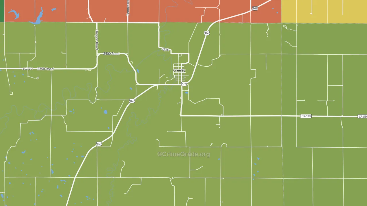 Greeley, KS Map of Robbery Rates