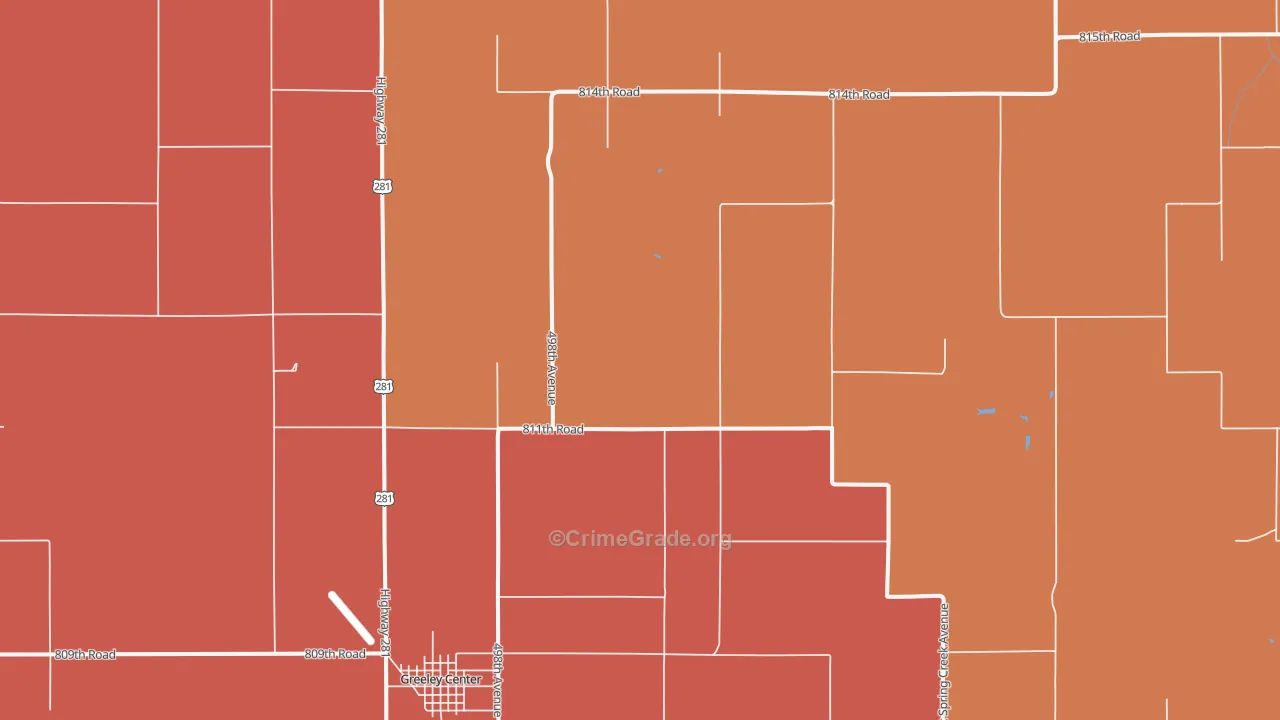 Greeley, NE Map of Robbery Rates