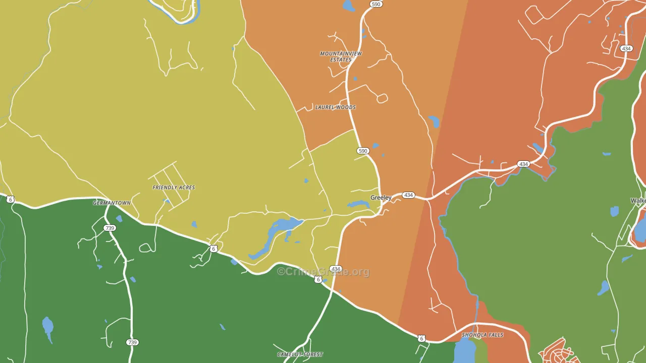 Greeley, PA Map of Robbery Rates