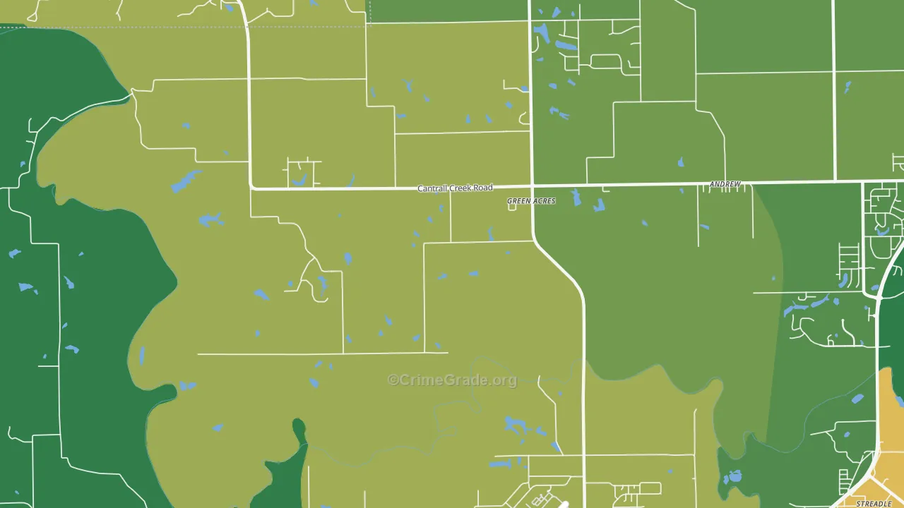 Green Acres, IL Map of Robbery Rates