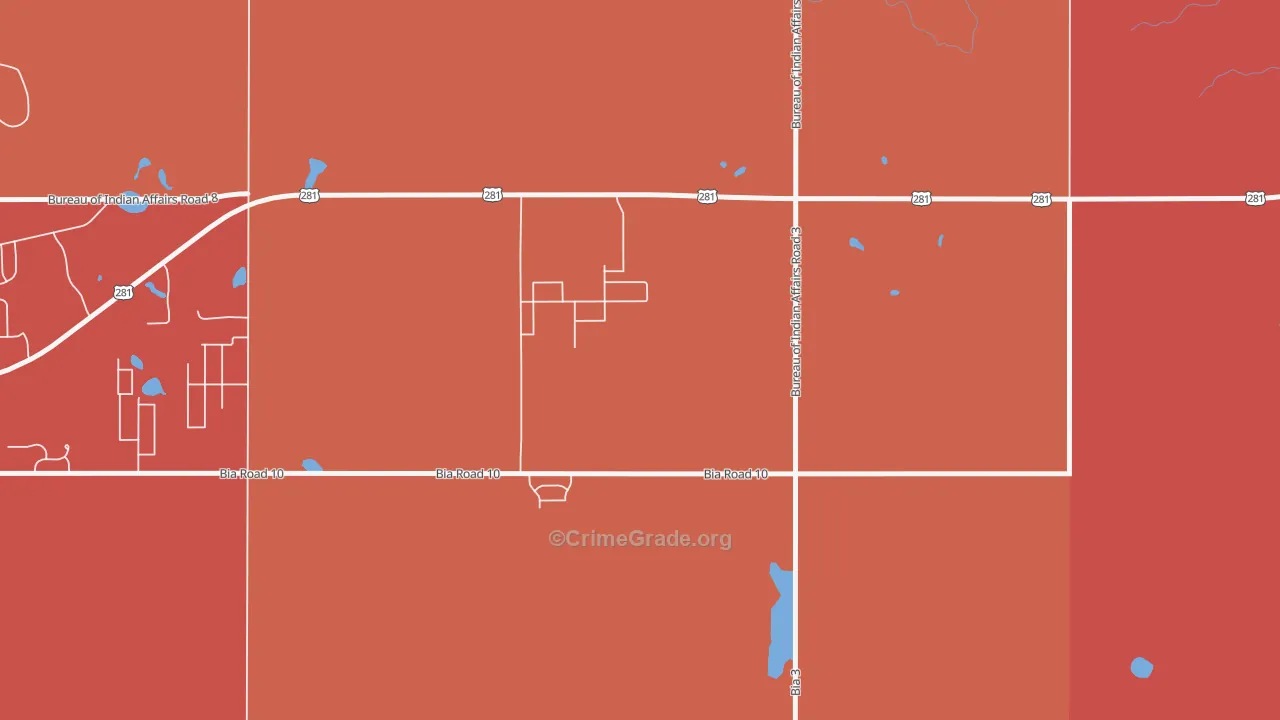 Green Acres, ND Map of Robbery Rates