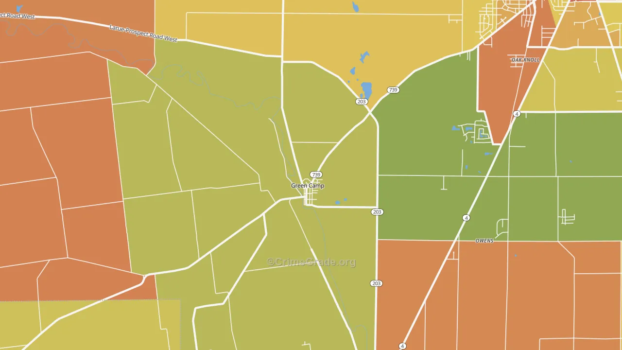 Green Camp, OH Map of Robbery Rates