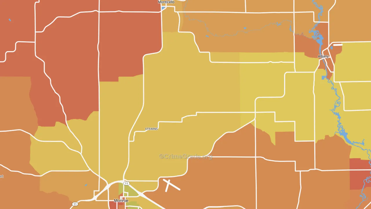 Green County, WI Map of Robbery Rates