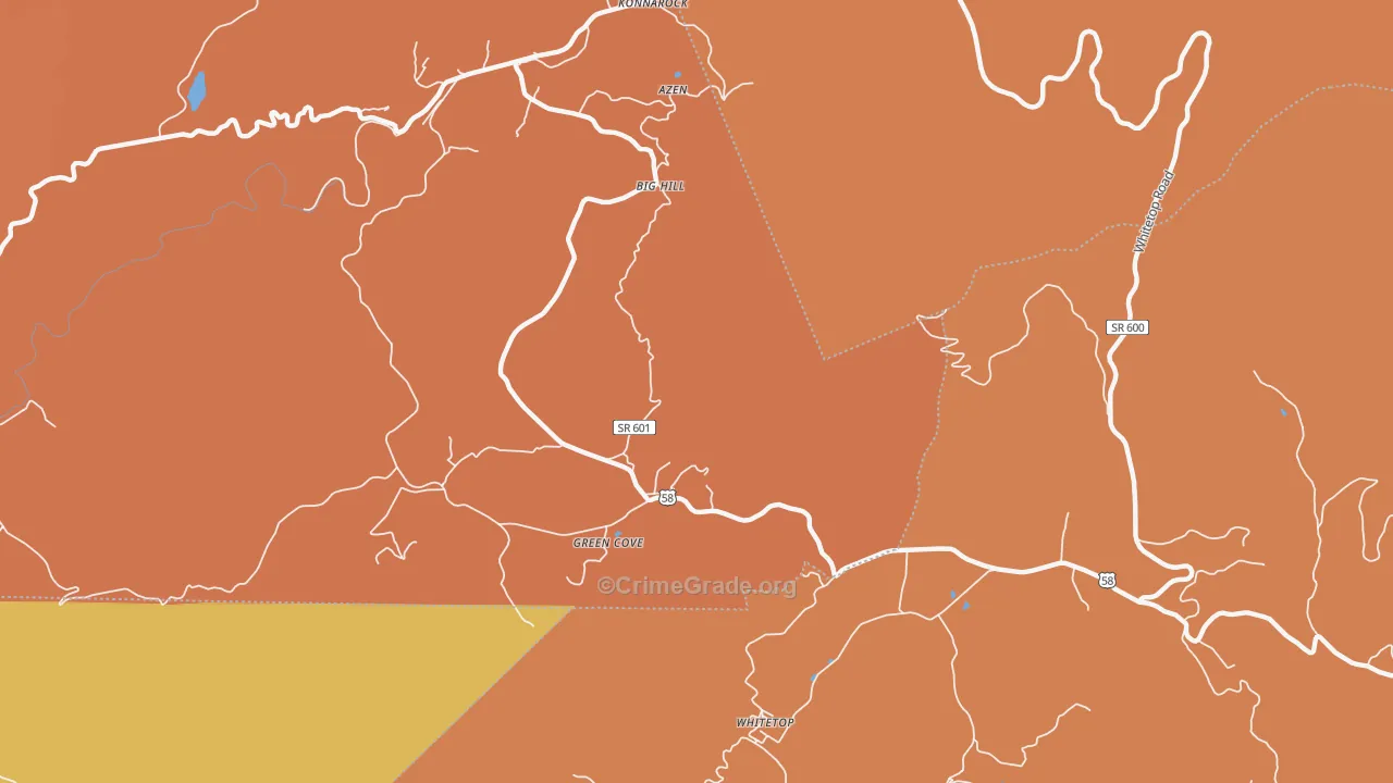 Green Cove, VA Map of Robbery Rates