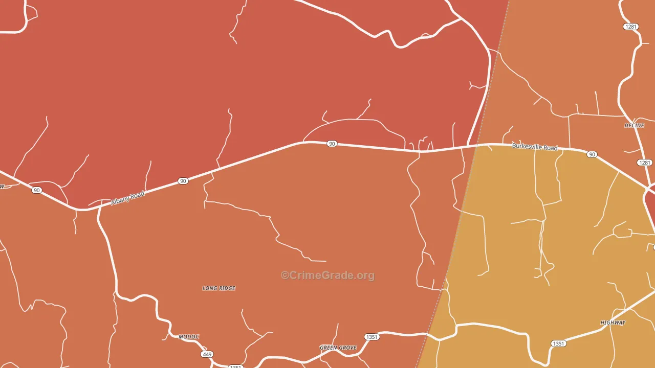 Green Grove, KY Map of Robbery Rates