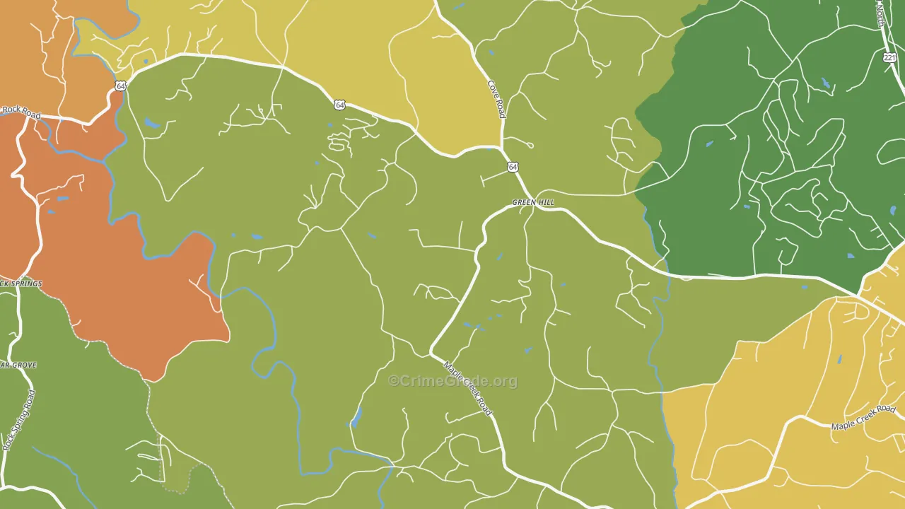 Green Hill, NC Map of Robbery Rates