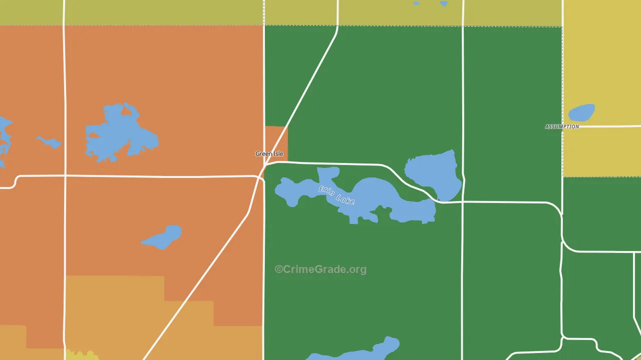 Green Isle, MN Map of Robbery Rates