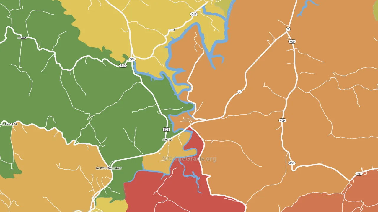 Green, KY Map of Robbery Rates
