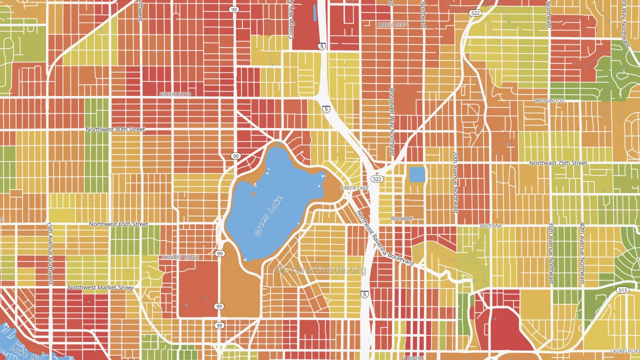 Green Lake, Seattle, WA Map of Robbery Rates