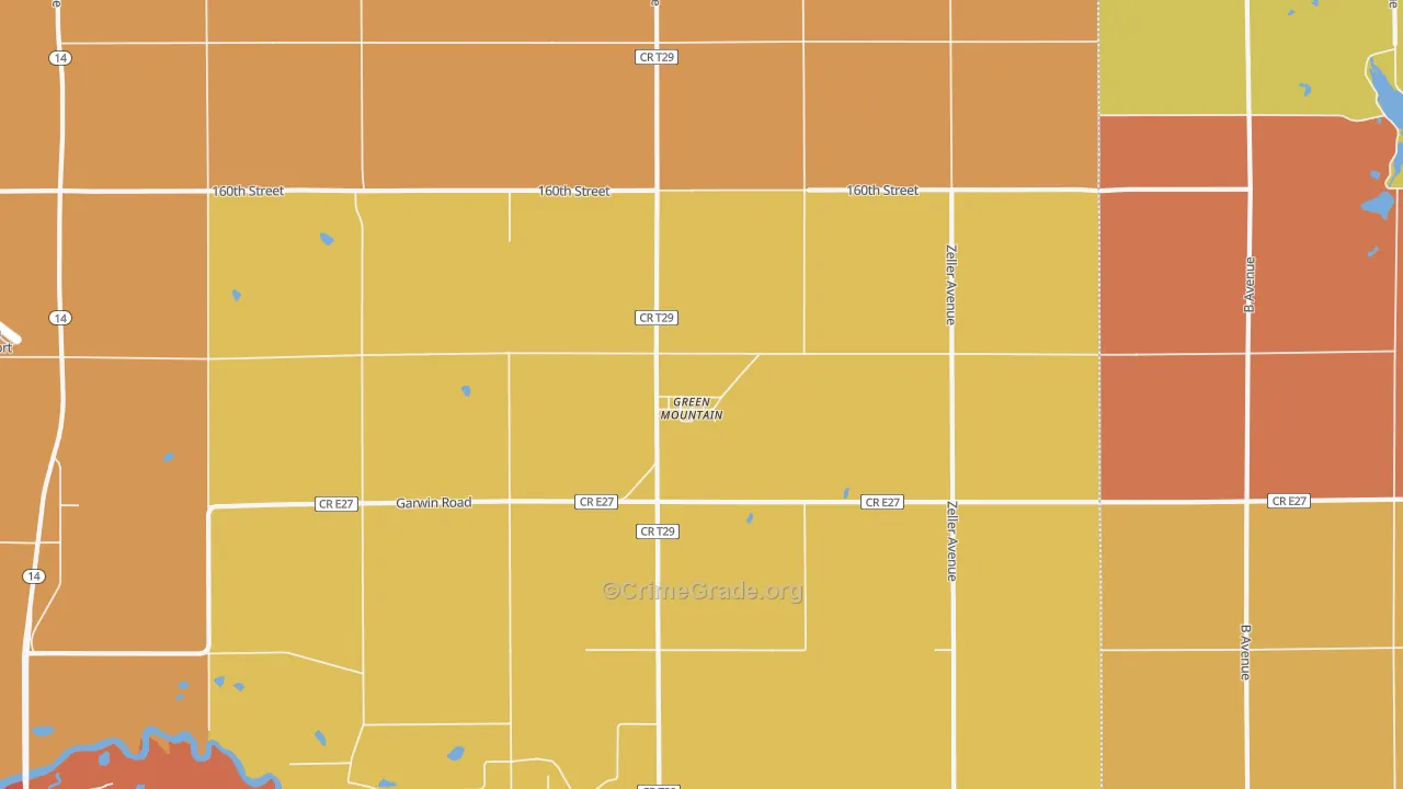 Green Mountain, IA Map of Robbery Rates