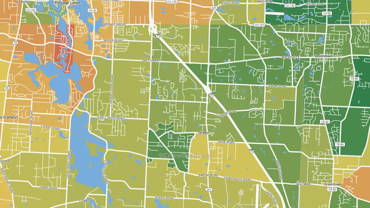 Green, OH Map of Robbery Rates
