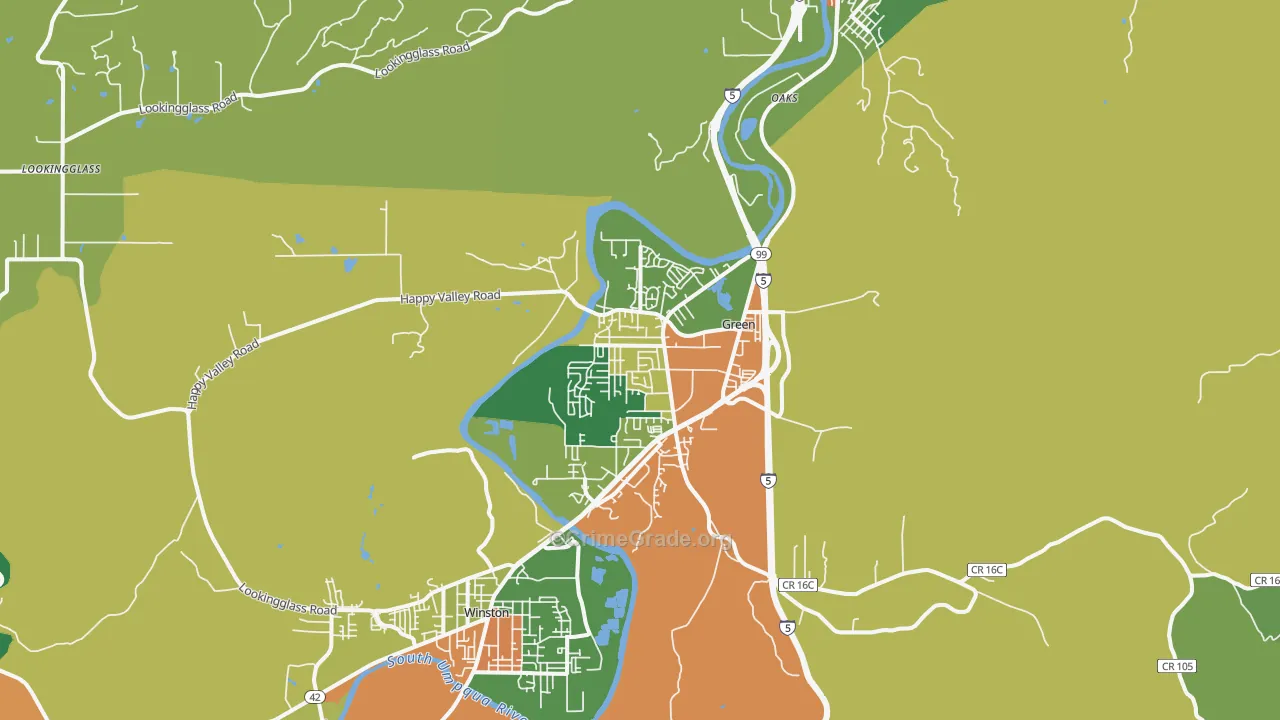 Green, OR Map of Robbery Rates